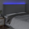 Miniatyrbillede 4 af 6: sengegavl med LED-lys 203x16x118/128 cm stof lysegrå