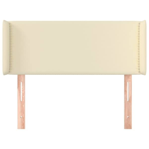 sengegavl med kanter 103x16x78/88 cm kunstlæder cremefarvet