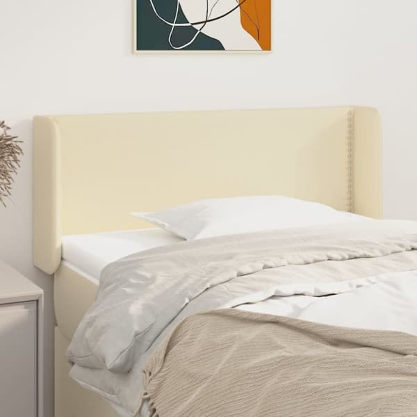 sengegavl med kanter 103x16x78/88 cm kunstlæder cremefarvet