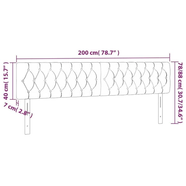 sengegavl med LED-lys 200x7x78/88 cm velour lyserød