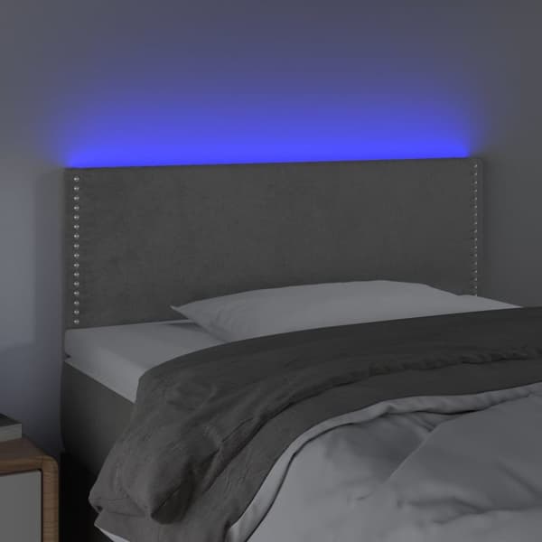 sengegavl med LED-lys 80x5x78/88 cm velour lysegrå