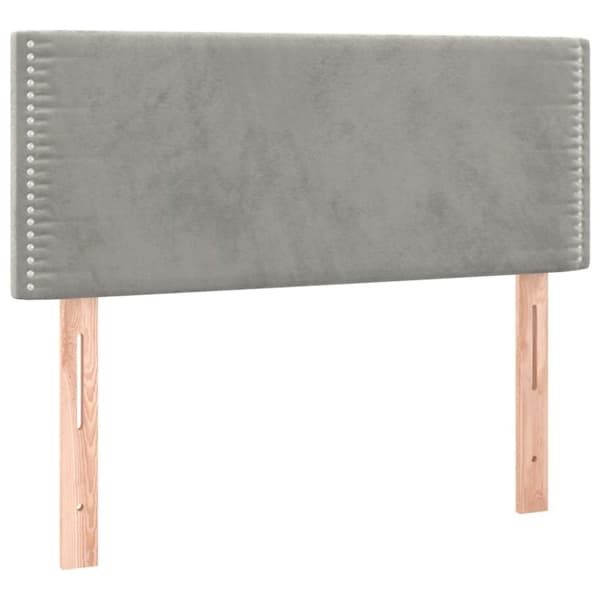 sengegavl med LED-lys 80x5x78/88 cm velour lysegrå