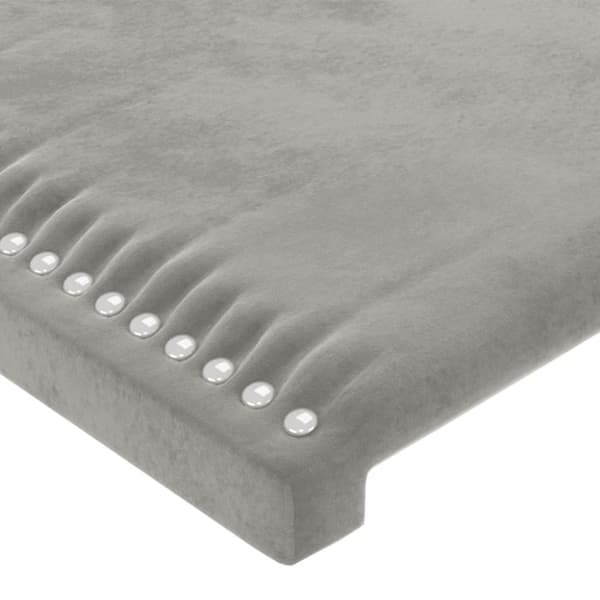 sengegavl med LED-lys 80x5x78/88 cm velour lysegrå