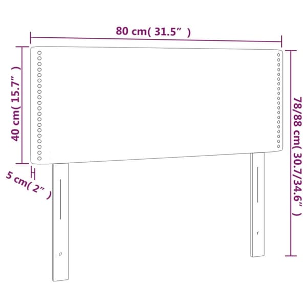 sengegavl med LED-lys 80x5x78/88 cm velour lysegrå