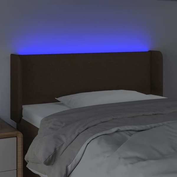 Sänggavel LED mörkbrun 93x16x78/88 cm tyg