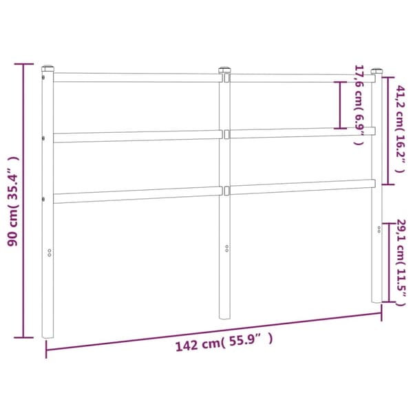 Metallinen sängynpääty valkoinen 135 cm