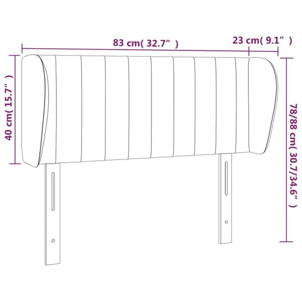 sengegavl med kanter 83x23x78/88 cm fløjl sort