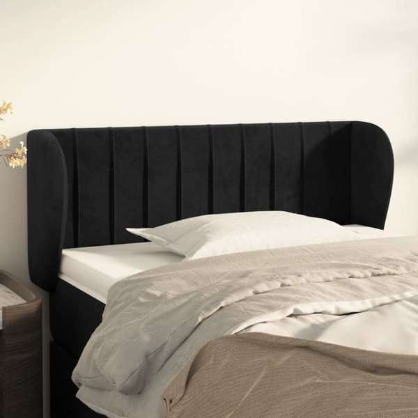 sengegavl med kanter 83x23x78/88 cm fløjl sort