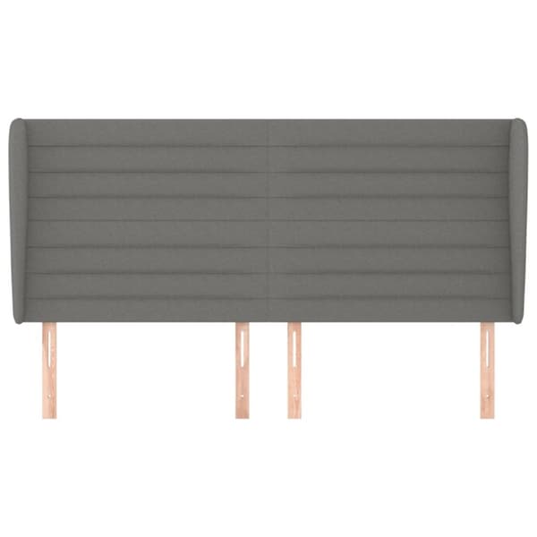 sengegavl med kanter 203x23x118/128 cm stof mørkegrå