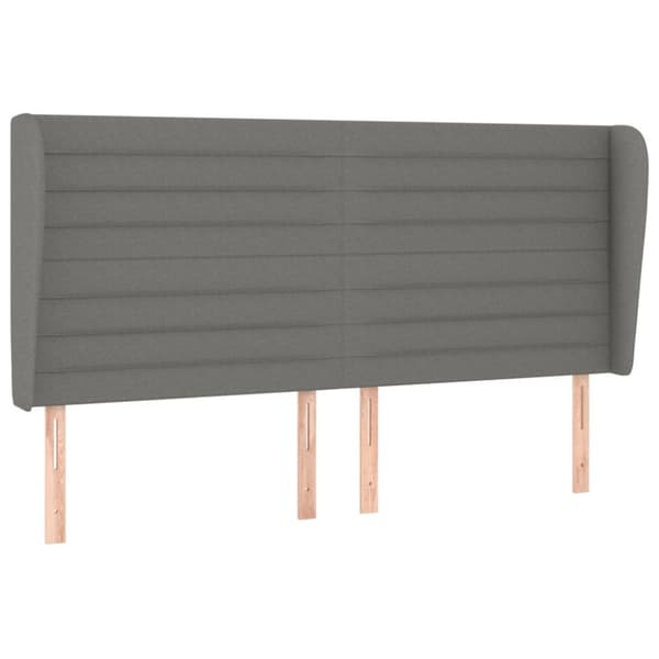 sengegavl med kanter 203x23x118/128 cm stof mørkegrå