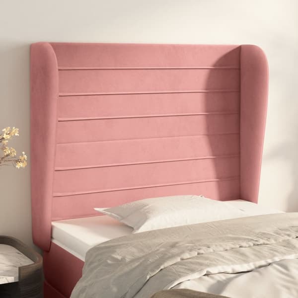 sengegavl med kanter 83x23x118/128 cm fløjl pink