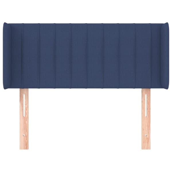 sengegavl med kanter 83x16x78/128 cm stof blå