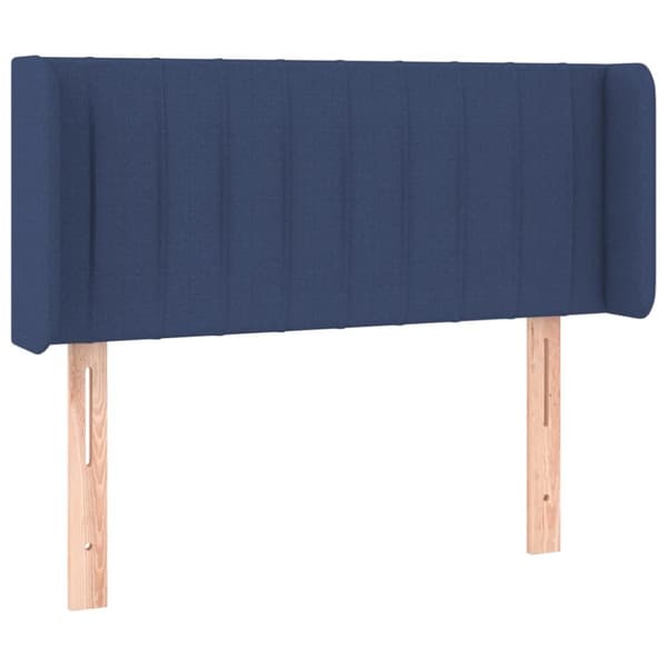 sengegavl med kanter 83x16x78/128 cm stof blå