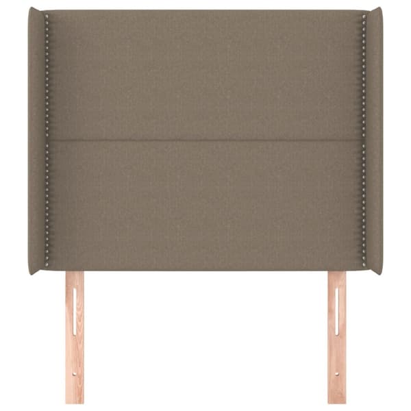 sengegavl med kanter 93x16x118/128 cm stof gråbrun