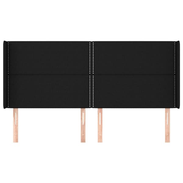 sengegavl med kanter 203x16x118/128 cm stof sort