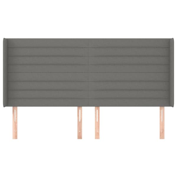 sengegavl med kanter 203x16x118/128 cm stof mørkegrå