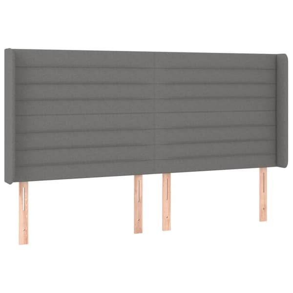 sengegavl med kanter 203x16x118/128 cm stof mørkegrå