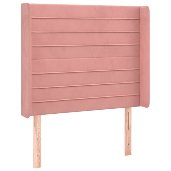 Sänggavel med kanter rosa 83x16x118/128 cm sammet