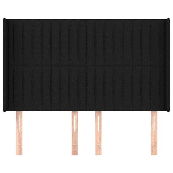 sengegavl med kanter 147x16x118/128 cm stof sort