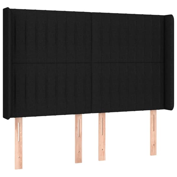 sengegavl med kanter 147x16x118/128 cm stof sort