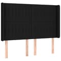 Miniatyrbillede 2 af 9: sengegavl med kanter 147x16x118/128 cm stof sort
