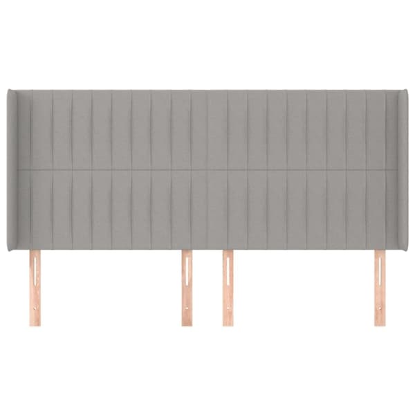 sengegavl med kanter 163x16x118/128 cm stof lysegrå