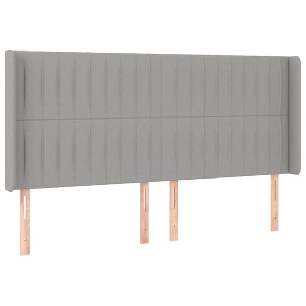 sengegavl med kanter 163x16x118/128 cm stof lysegrå