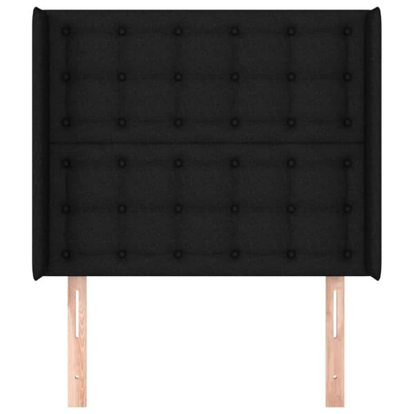 sengegavl med kanter 103x16x118/128 cm stof sort
