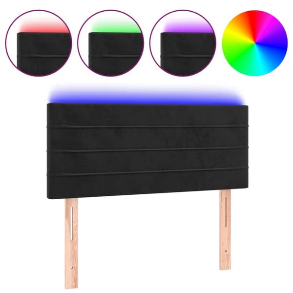 sengegavl med LED-lys 90x5x78/88 cm fløjl sort