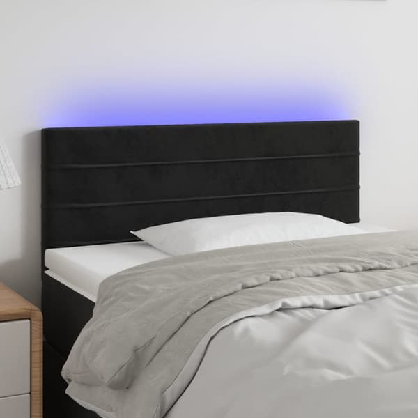 sengegavl med LED-lys 90x5x78/88 cm fløjl sort