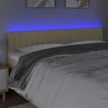 Miniatyrbillede 3 af 6: sengegavl med LED-lys 160x5x78/88 cm stof cremefarvet