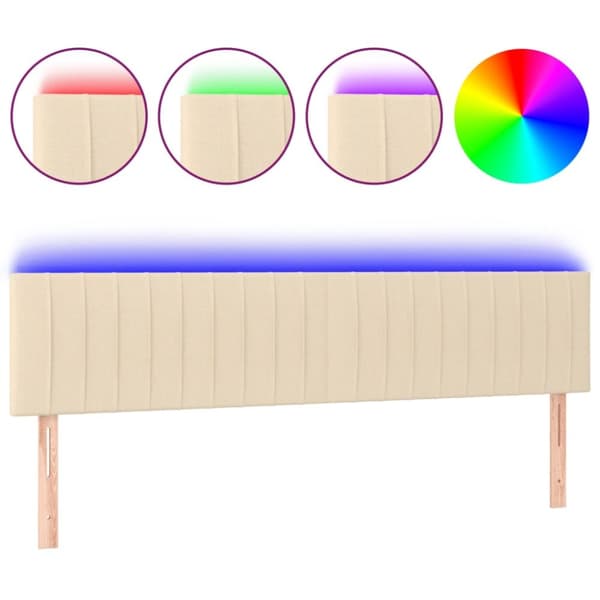 sengegavl med LED-lys 160x5x78/88 cm stof cremefarvet