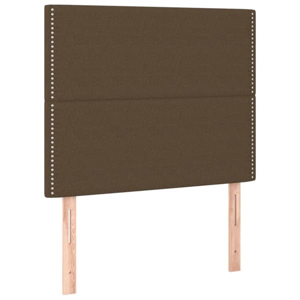 sengegavl med LED-lys 80x5x118/128 cm stof mørkebrun