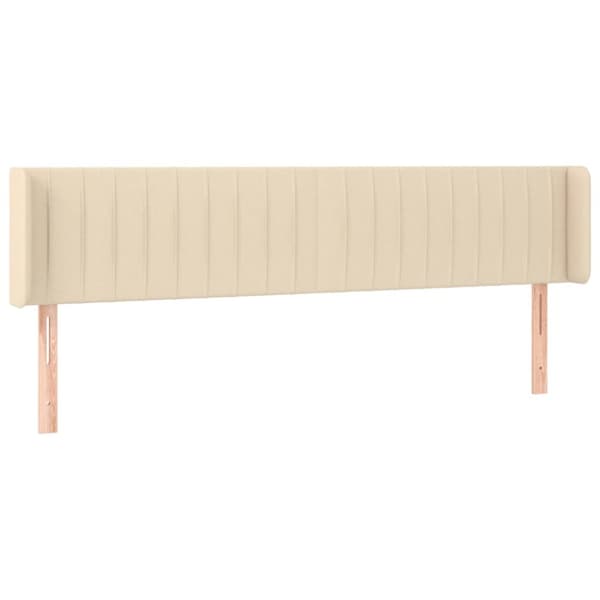 sengegavl med LED-lys 163x16x78/88 cm stof cremefarvet