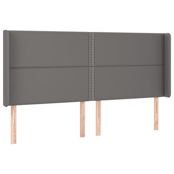 Sängyn pääty LED-valolla, harmaa, 203x16x118/128cm tekonahka