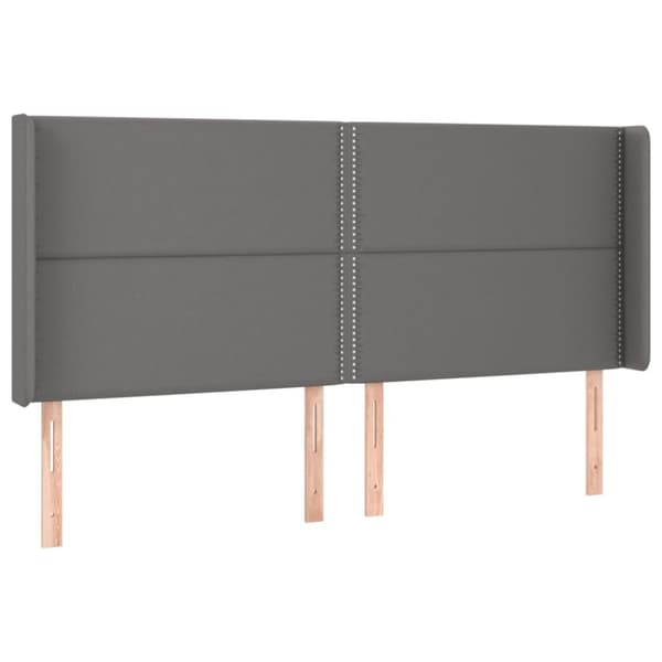 sengegavl med LED-lys 163x16x118/128 cm kunstlæder grå