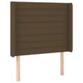 Miniatyrbillede 3 af 6: sengegavl med LED-lys 83x16x118/128 cm stof mørkebrun