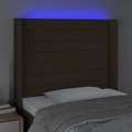Miniatyrbillede 4 af 6: sengegavl med LED-lys 83x16x118/128 cm stof mørkebrun