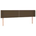 Miniatyrbillede 2 af 9: sengegavl med kanter 163x16x78/88 cm stof mørkebrun