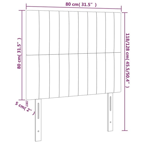 sengegavl med LED-lys 80x5x118/128 cm fløjl mørkeblå