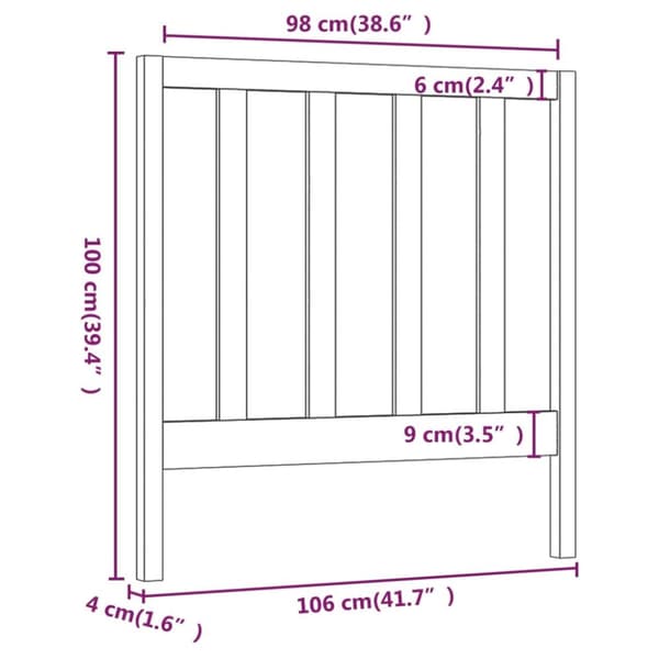 sengegærde 106x4x100 cm massivt fyrretræ grå