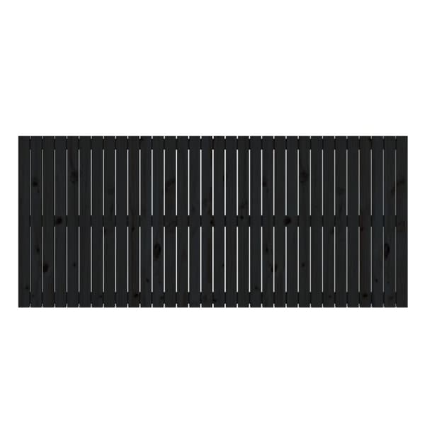 Sängynpääty seinälle musta 204x3x90 cm täysi mänty