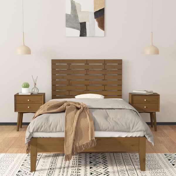 Sängynpääty seinälle hunajanruskea 81x3x63 cm täysi mänty