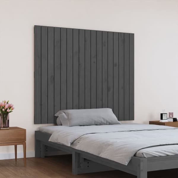 sengegavl 108x3x90 cm massivt fyrretræ grå