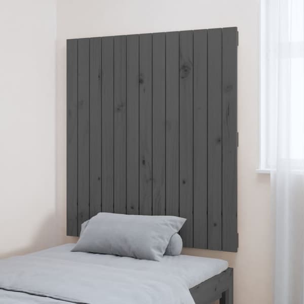 sengegavl 82,5x3x90 cm massivt fyrretræ grå