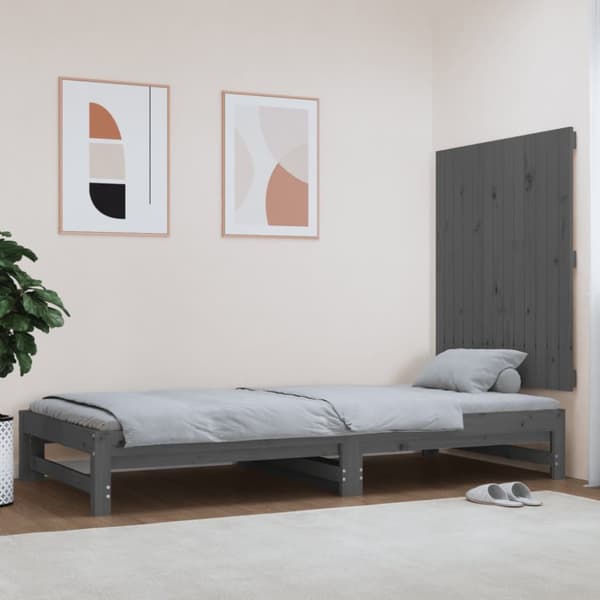 sengegavl 82,5x3x90 cm massivt fyrretræ grå