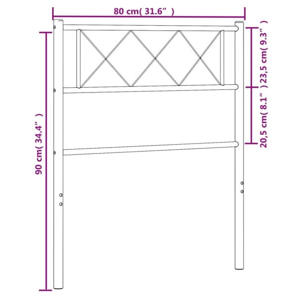 sengegavl 75 cm metal sort