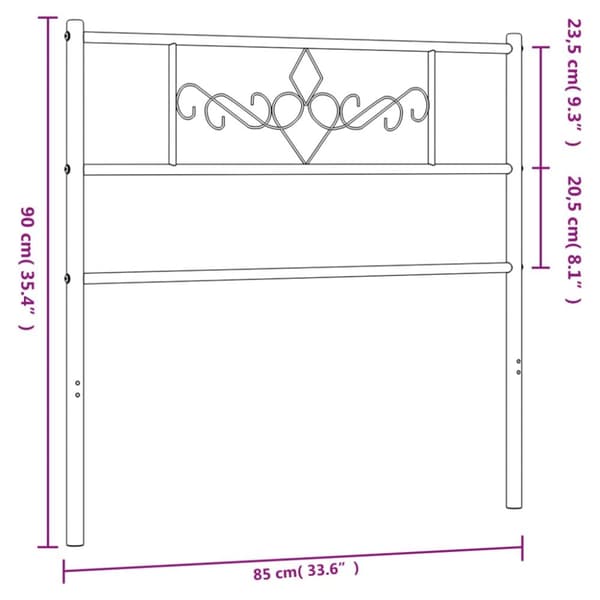 Metallinen sängynpääty musta 80 cm