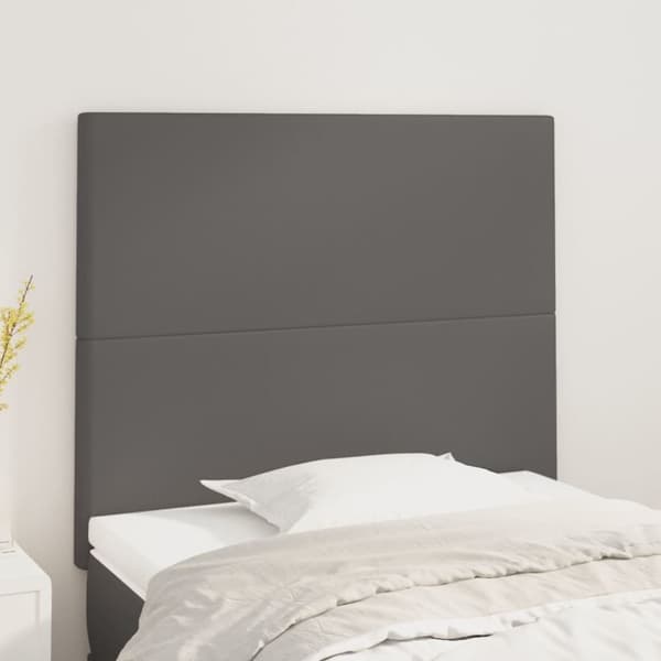 sengegavle 2 stk. 90x5x78/88 cm kunstlæder grå