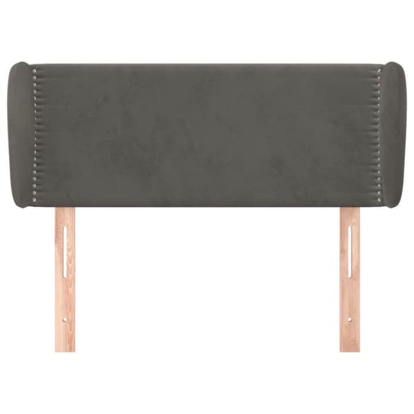 sengegavl med kanter 83x23x78/88 cm fløjl mørkegrå